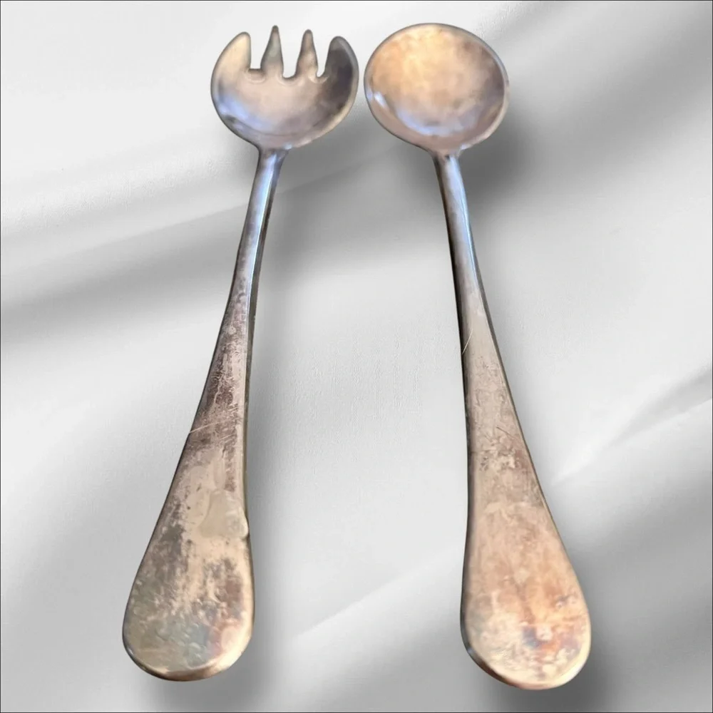 VTG Italian Silver Plated Fork & Spoon Salad Fruit Serving Set 9” Minimalist